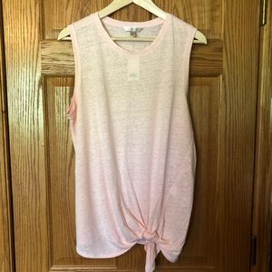Women’s Banana Republic Pink Linen Sleeveless Tie Front Top Size Large